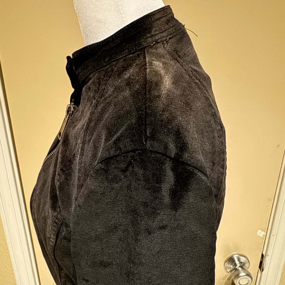 Free People Velvet Moto Laced Sleeve Zipper Jacket Black Size S - Picture 11 of 16